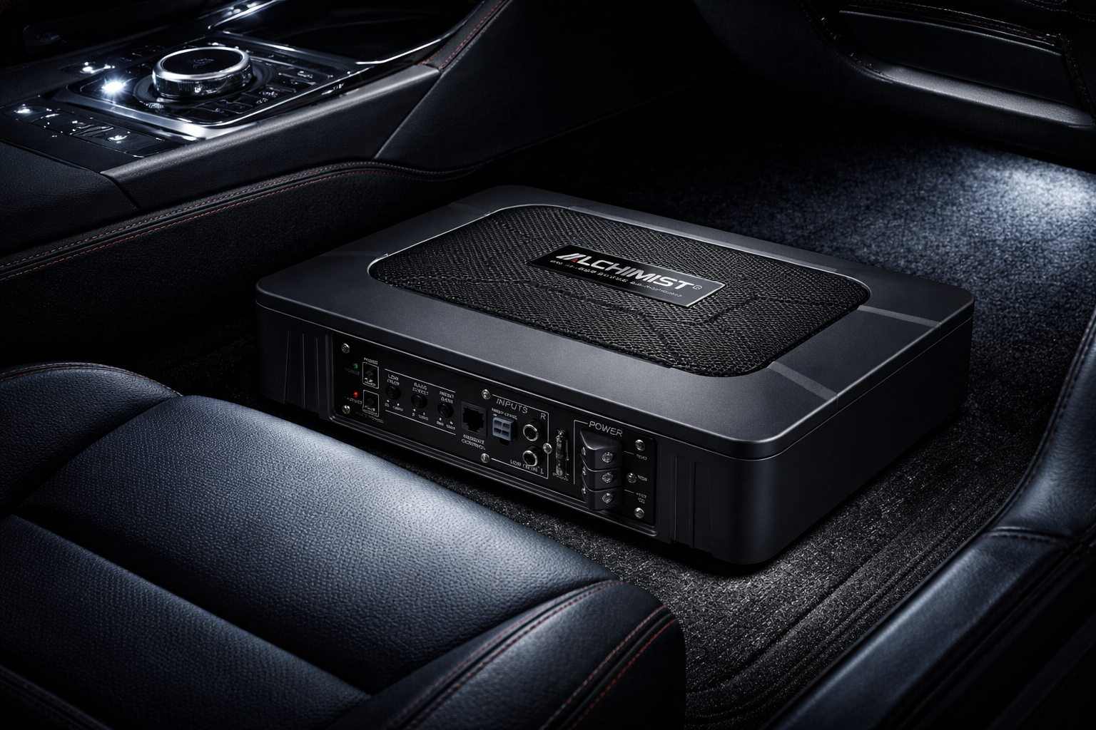 Comparison of trunk-mounted and under-seat subwoofer installations in a car