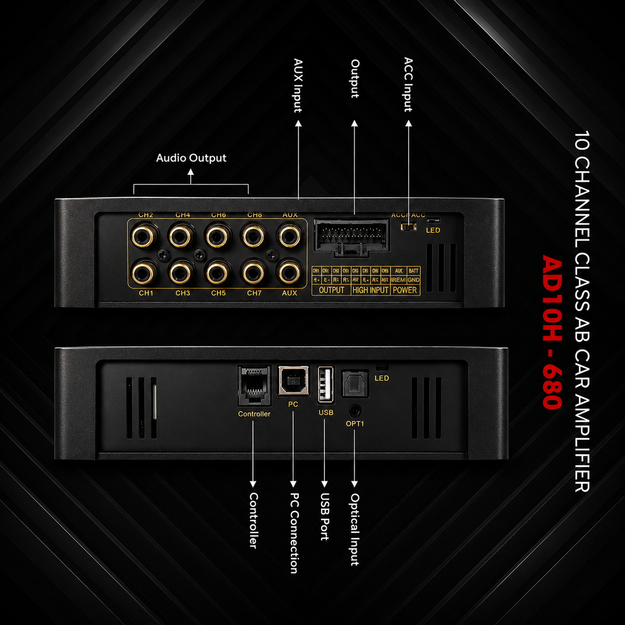 Alchimist AD10H-680 with DSP 10 output channels and 2 auxiliary input channels