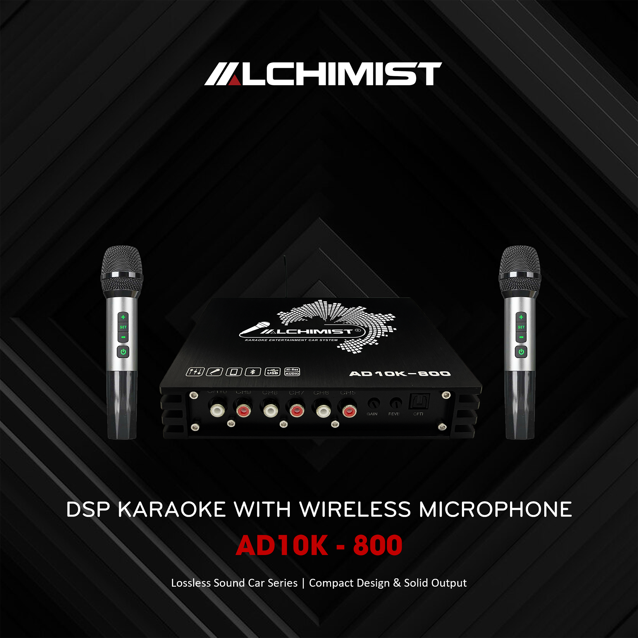 Alchimist AD10K-800 amplifier with Bluetooth and karaoke support