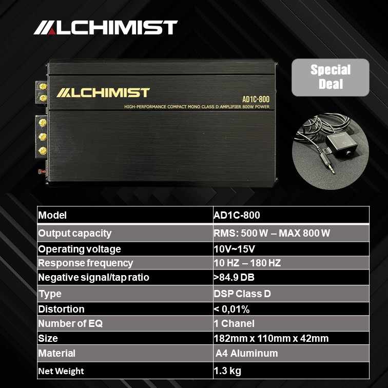DSP Alchimist AD1C-600 Class D Amplifier for Excellent Car Audio