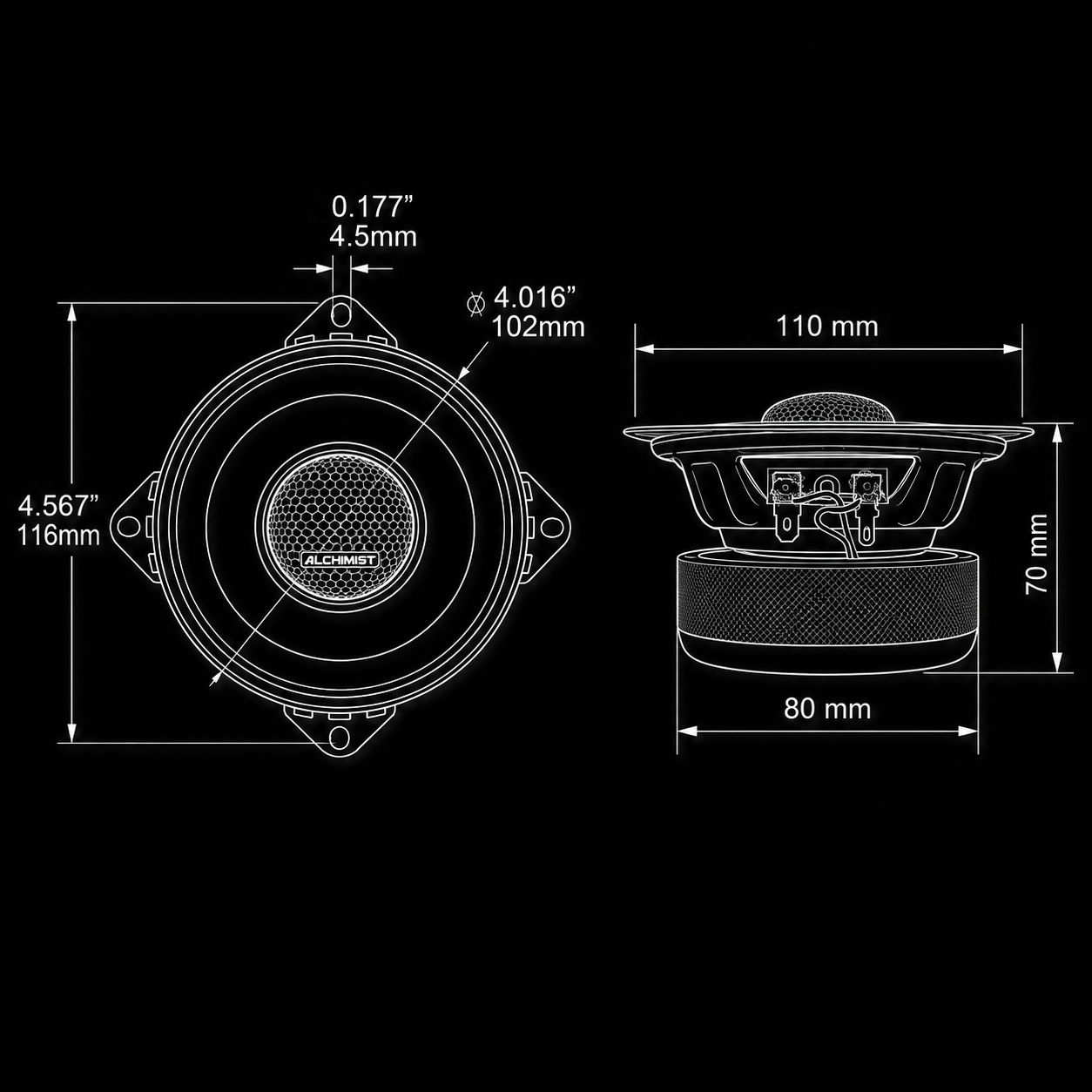 ALCHIMIST AS-G40C – Compact, Powerful Car 4 inches Speakers